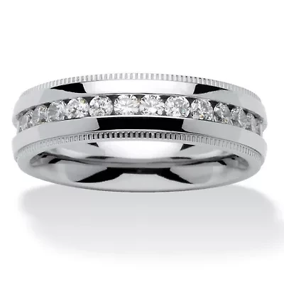 Men's 1.12 TCW Round Cubic Zirconia Eternity Band Stainless Steel