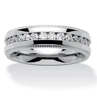 Men's 1.12 TCW Round Cubic Zirconia Eternity Band Stainless Steel