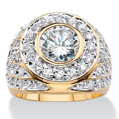 Men's 4.55 TCW Round Cubic Zirconia Gold-Plated Geometric Ring