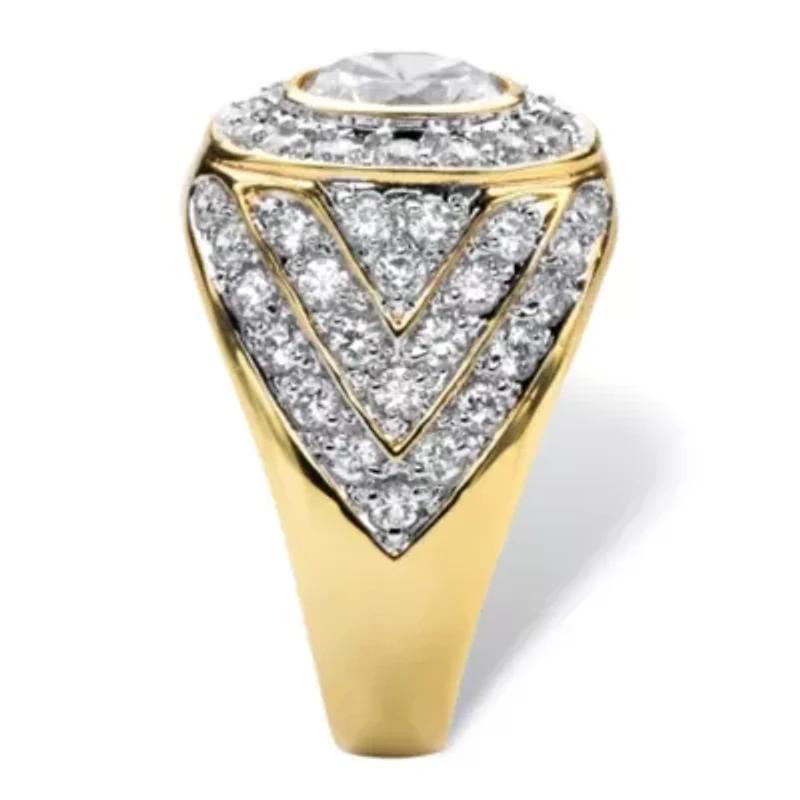 Men's 4.55 TCW Round Cubic Zirconia Gold-Plated Geometric Ring