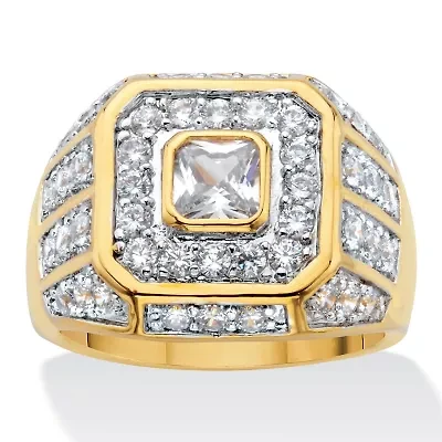 Men's 2.33 TCW Square-Cut Cubic Zirconia Octagon Grid Ring Gold-Plated