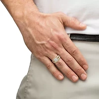 Men's 2 TCW Round Cubic Zirconia Gold-Plated Grid Ring