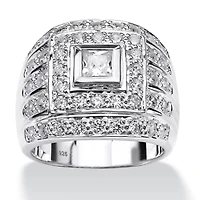 Men's 2.89 TCW Square-Cut Cubic Zirconia Ring .925 Sterling Silver