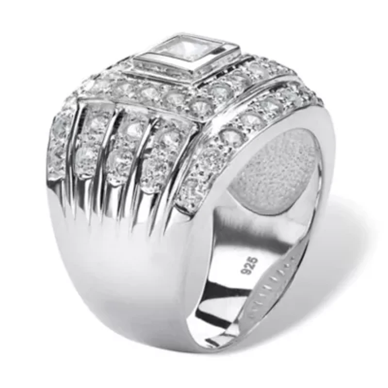 Men's 2.89 TCW Square-Cut Cubic Zirconia Ring .925 Sterling Silver
