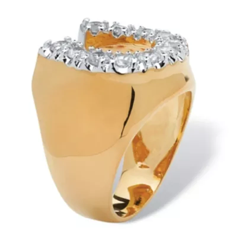 Men's 1.10 TCW Round Cubic Zirconia Gold-Plated Lucky Horseshoe Ring