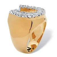 Men's 1.10 TCW Round Cubic Zirconia Gold-Plated Lucky Horseshoe Ring