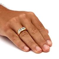 Men's 1.50 TCW Channel-Set CZ Gold-Plated Sterling Silver 3-Stone Ring