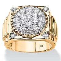 Men's 1.63 TCW Pave Cubic Zirconia 14k Gold-plated Sterling Silver Cluster Ring