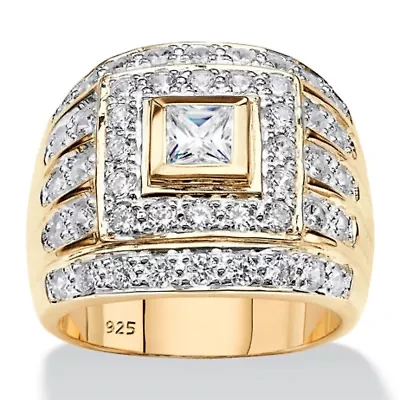 Men's 2.89 Cttw.14k Gold-plated Sterling Silver Square-Cut Cubic Zirconia Ring