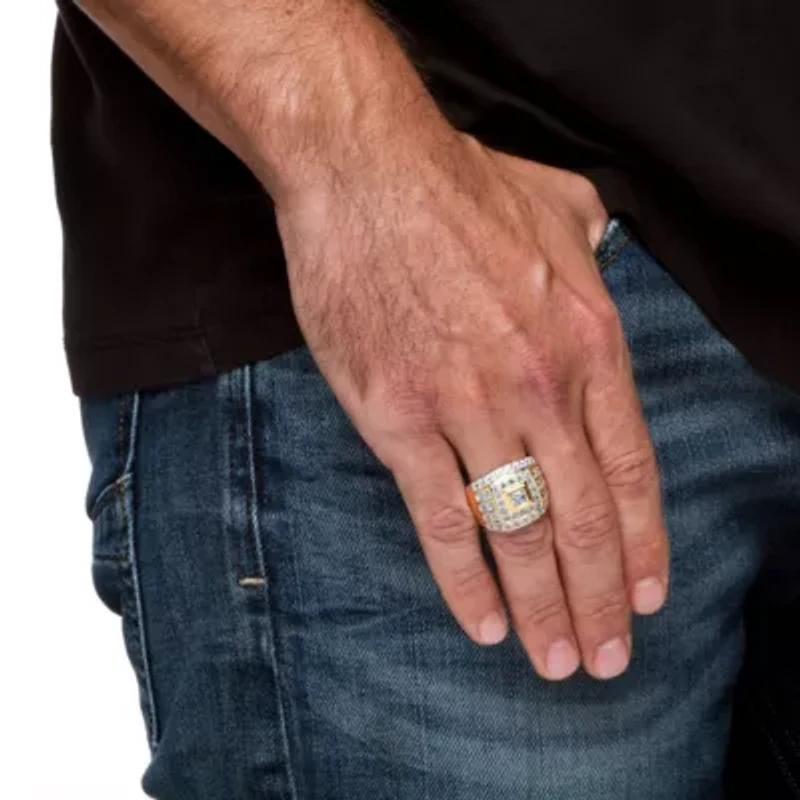 Men's 2.89 Cttw.14k Gold-plated Sterling Silver Square-Cut Cubic Zirconia Ring