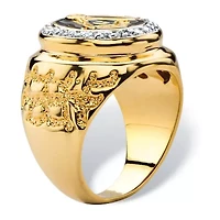 Men's .31 TCW Enamel and Cubic Zirconia Gold-Plated Masonic Nugget Ring