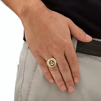 Men's .31 TCW Enamel and Cubic Zirconia Gold-Plated Masonic Nugget Ring