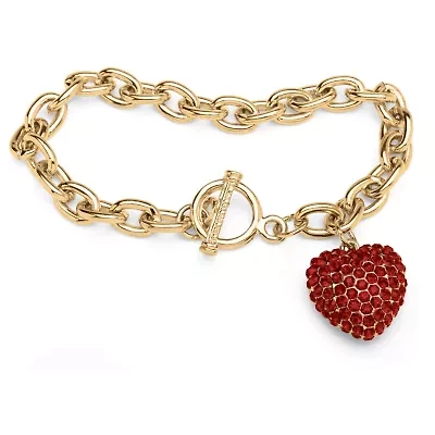 Birthstone Goldtone Heart Charm Bracelet