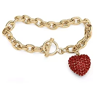 Birthstone Goldtone Heart Charm Bracelet