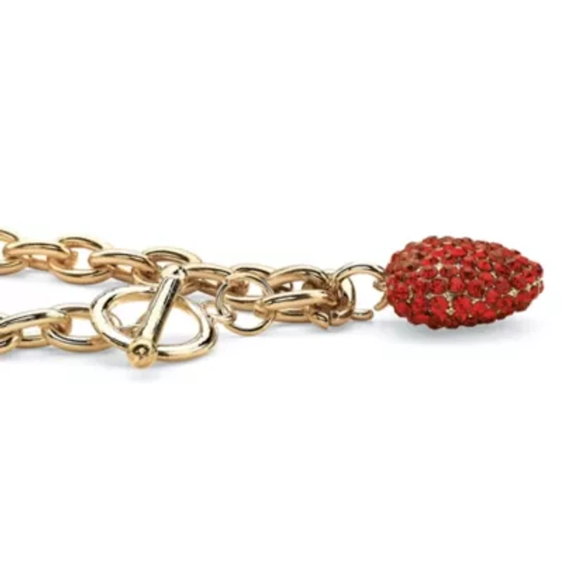Birthstone Goldtone Heart Charm Bracelet
