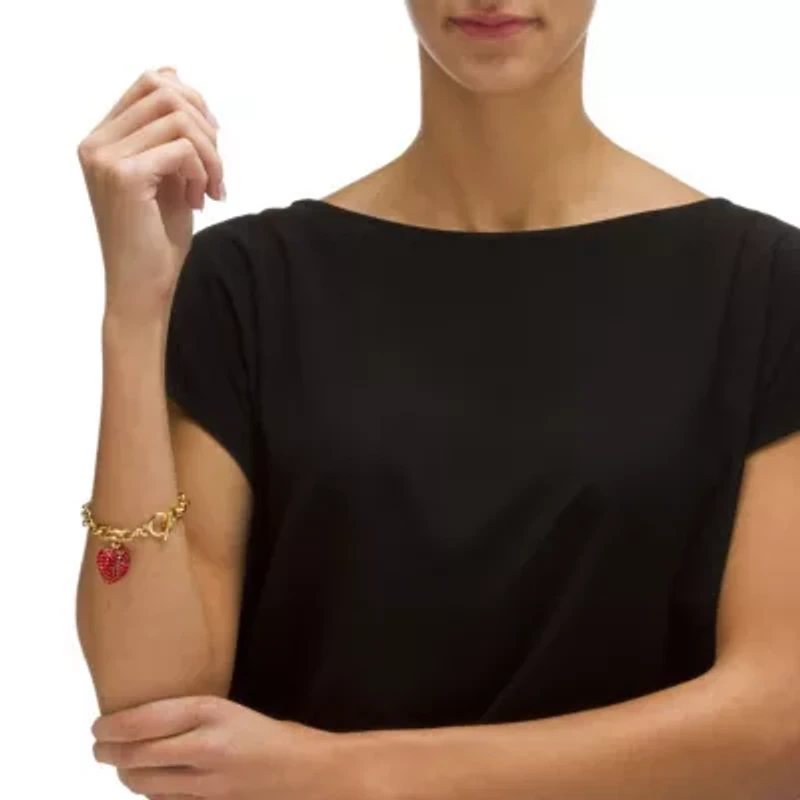 Birthstone Goldtone Heart Charm Bracelet