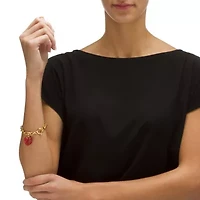 Birthstone Goldtone Heart Charm Bracelet