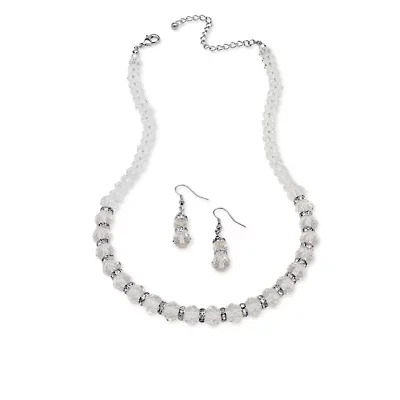 Birthstone Silvertone Necklace & Earrings Set