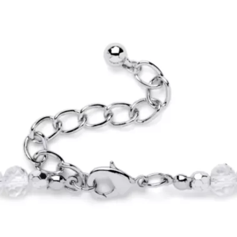 Birthstone Silvertone Necklace & Earrings Set