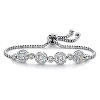 .92 Cttw.Platinum-Plated Birthstone and CZ Adjustable Bolo Bracelet 9"