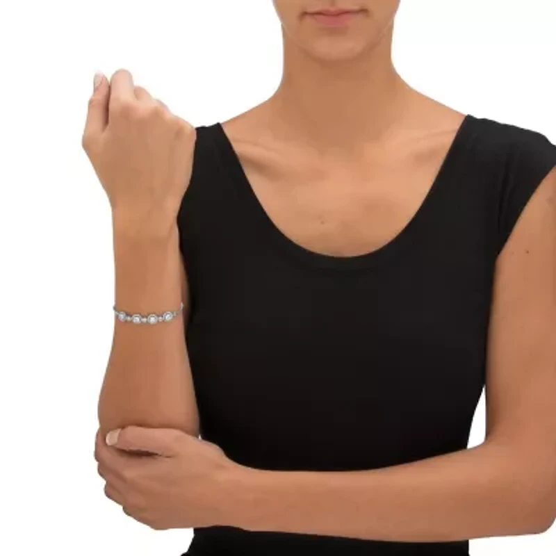 .92 Cttw.Platinum-Plated Birthstone and CZ Adjustable Bolo Bracelet 9"