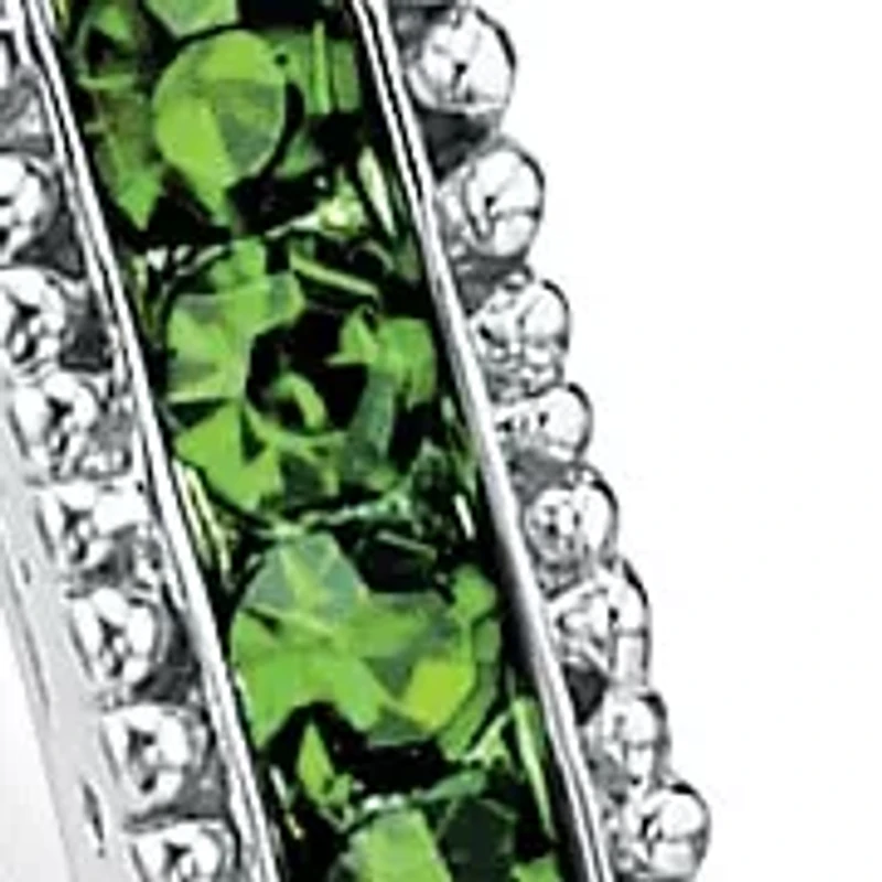 Round Birthstone Bangle Bracelet Silvertone