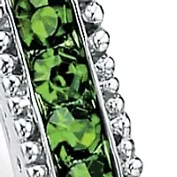 Round Birthstone Bangle Bracelet Silvertone