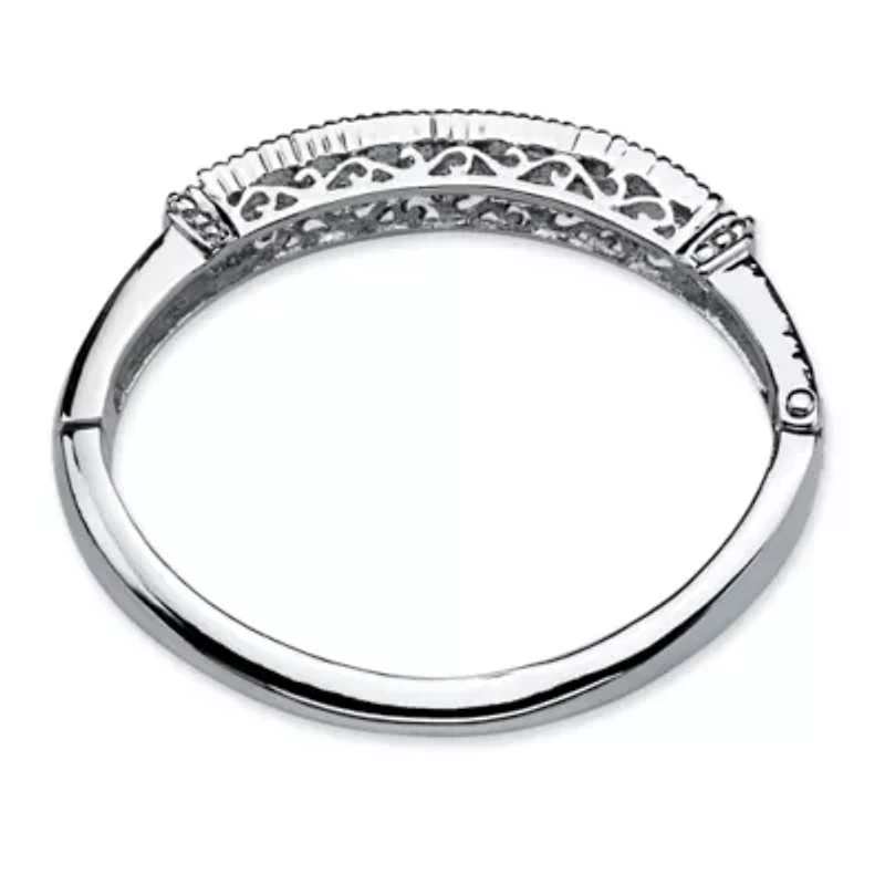 Round Birthstone Bangle Bracelet Silvertone