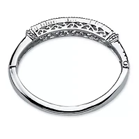 Round Birthstone Bangle Bracelet Silvertone