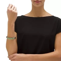 Round Birthstone Bangle Bracelet Silvertone