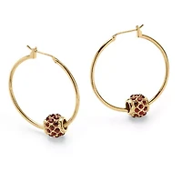 Birthstone Goldtone Bead Hoop Earrings