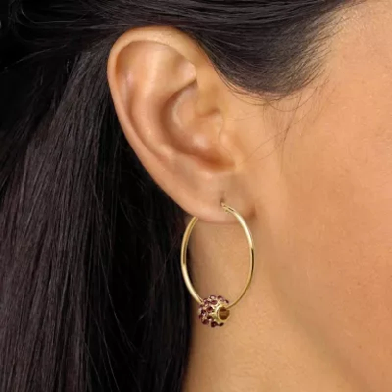 Birthstone Goldtone Bead Hoop Earrings