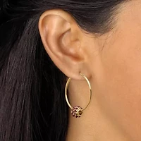 Birthstone Goldtone Bead Hoop Earrings