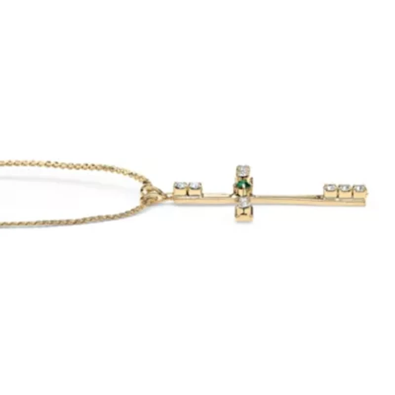 Birthstone Cross Necklace Yellow Goldtone