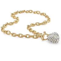 Crystal Heart Charm Birthstone Necklace Goldtone