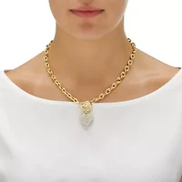 Crystal Heart Charm Birthstone Necklace Goldtone