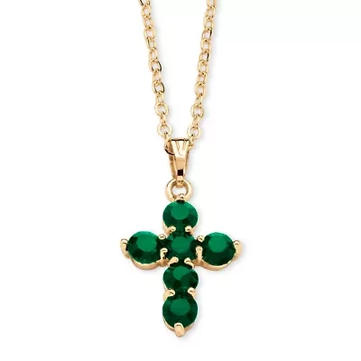 Birthstone Goldtone Cross Pendant Necklace