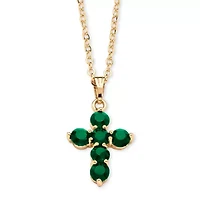 Birthstone Goldtone Cross Pendant Necklace