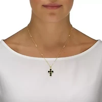 Birthstone Goldtone Cross Pendant Necklace