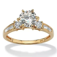2.14 TCW Round Cubic Zirconia 14k Gold-plated Sterling Silver Engagement Ring