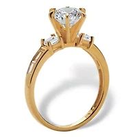 2.14 TCW Round Cubic Zirconia 14k Gold-plated Sterling Silver Engagement Ring