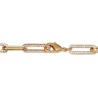 .95 TCW Round Cubic Zirconia 18k Yellow Gold-Plated Paperclip Bracelet 7.5-inch