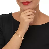 .95 TCW Round Cubic Zirconia 18k Yellow Gold-Plated Paperclip Bracelet 7.5-inch