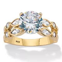 4.34 Cttw. Round CZ Gold-Plated Sterling Silver Double-Row Engagement Ring