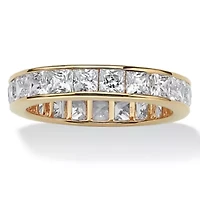 5.29 TCW Princess-Cut Cubic Zirconia 18k Gold-plated Silver Eternity Ring