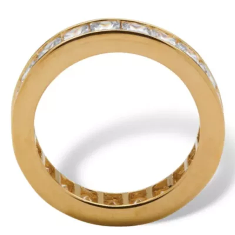 5.29 TCW Princess-Cut Cubic Zirconia 18k Gold-plated Silver Eternity Ring