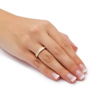 5.29 TCW Princess-Cut Cubic Zirconia 18k Gold-plated Silver Eternity Ring