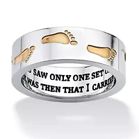 "Footprints in the Sand" Two-Tone Ring in Stainless Steel