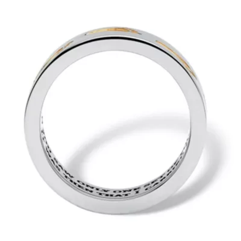 "Footprints in the Sand" Two-Tone Ring in Stainless Steel