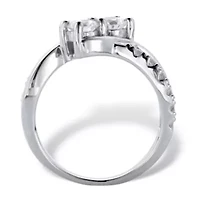 1.20 Cttw. Platinum-plated Silver Round Cubic Zirconia Bypass Promise Ring